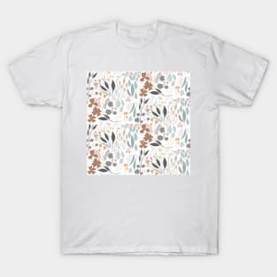 Boho Muted Pastel Botanical Pattern T-Shirt